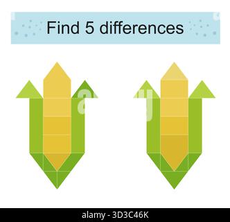 Educational games for kids. Find five differences. Stock Vector
