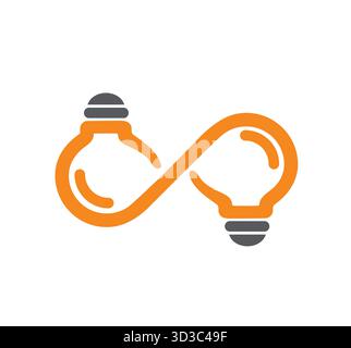 Infinite Lightbulb Logo Electric Idea Symbol, Electricity Lamp Vector Icon Stock Vector