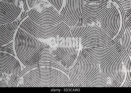 Textured plaster for walls, patterns in the form of rings. The texture is black and white Stock Photo