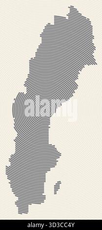 Sweden shape rings. Country map formed by stacked circles. Sweden boundary shape design. Elegant vector illustration. Stock Vector