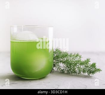 Food, Iced green tea on light background Stock Photo