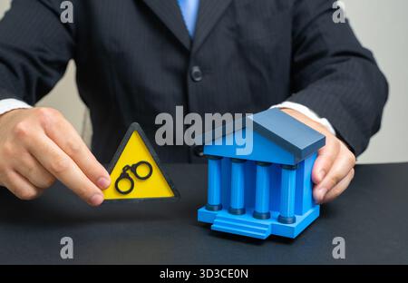 Arrest of bank accounts. Blocking of financial transactions. Legal restrictions on account access. Business interruption. Financial control measures. Stock Photo
