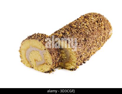 Food, Sponge cake roll isolated on white background Stock Photo