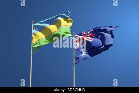 Beautiful national state flags of Karakalpakstan and Pakistan together ...