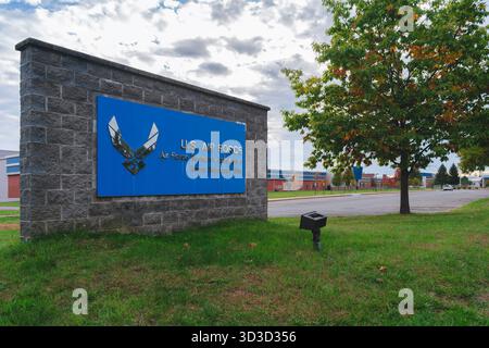 Rome, NY - Oct 12, 2025: Close-up entrance view of the U.S. Air Force Research Laboratory Rome Research Site (AFRL Information Directorate) Stock Photo