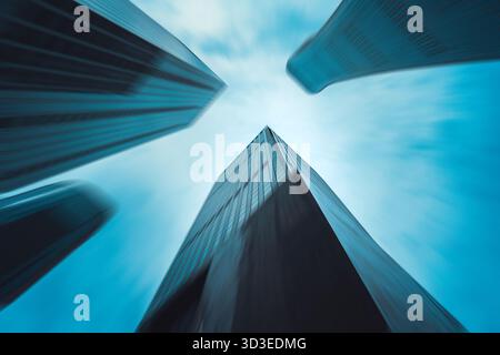 Urban architectural silhouette featuring blurred radial lines Stock Photo