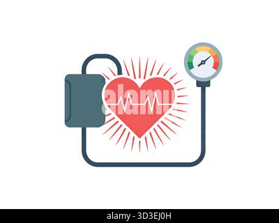 Blood pressure monitor with heart symbol for health awareness and checkup Stock Vector