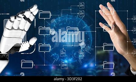 AI organizing file directory structure, streamlining folder management, arranging document paths, and automating digital hierarchy operations. Marrow Stock Photo