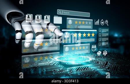 AI analyzing employee performance data, generating insights for HR to improve productivity, retention, and recruitment processes through data Stock Photo