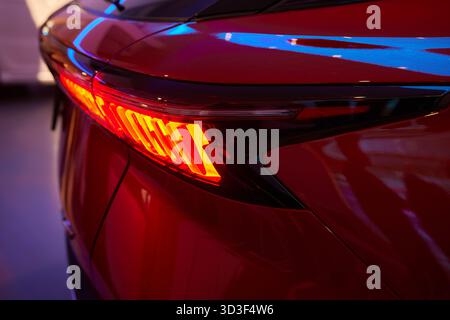 Closeup of a cars brake light in the automotive design Stock Photo