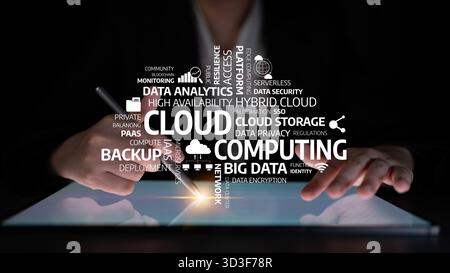 Explore the innovative world of cloud computing with a focus on data analytics, security, and storage solutions, empowering businesses to thrive in Stock Photo