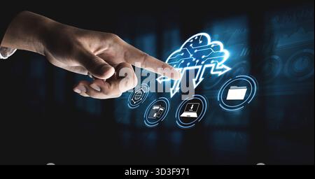 Cloud computing enables digital growth with secure data storage, scalable infrastructure, and strategic cloud-based business solutions. Vouch Stock Photo