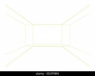 Abstract 3D grid line drawing of an interior space Stock Vector