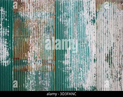 Rusty Green metal sheet wall texture background Stock Photo