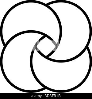 Circle Venn diagram with four parts. Intersecting circles. Infographic chart line icon. 4 overlap balance elements diagram. Business process chart Stock Vector
