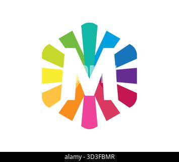 Abstract Hexagon Shape Logo Letter M Vector Colorful Element Design Illustration Stock Vector