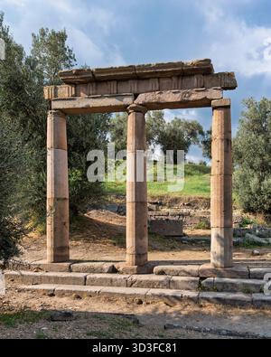 Ancient Stone Ruins Surrounded by Grass and Trees Under a Clear Sky ...