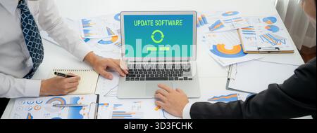 Software update on computer for brisk version of device software upgrade Stock Photo