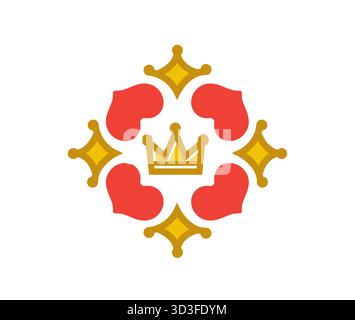 Abstract Luxury Shape Logo Four Hearts Vector Crown Symbol Design Icon Illustration Stock Vector