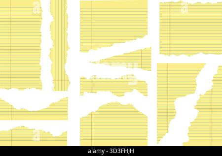 Page Ripped Yellow Vector Legal torn ripped paper pad sheet torn collection vector illustration ...