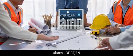 Cyber security system on computer screen protect private information brisk from hacker and cyber attack Stock Photo