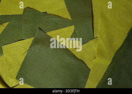 Closeup detail of green and yellow fabric texture background Stock Photo