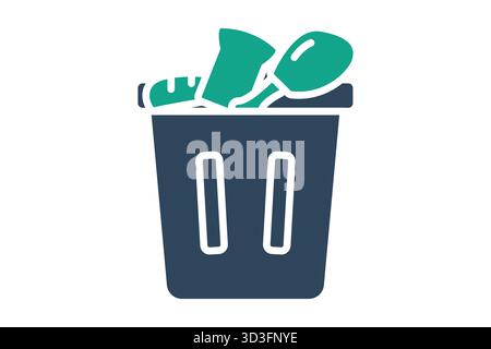 Food waste icon. solid icon style. icon related to zero waste. waste elements vector illustration Stock Vector