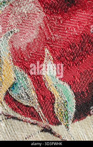 Colorful tapestry textured fabric closeup as a background Stock Photo