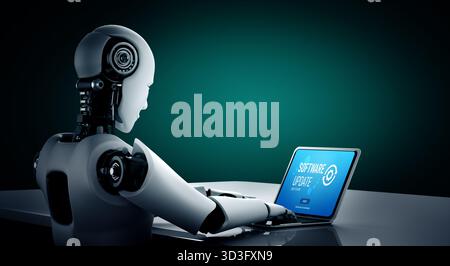 Software update on computer for modish version of device software upgrade Stock Photo
