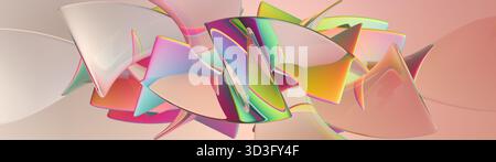 Dynamic abstract composition featuring vibrant geometric shapes with a futuristic theme. Brilliant colors and transparent layers create a sense of dep Stock Photo