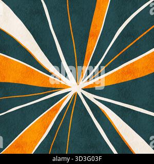 Abstract geometric pattern illustration featuring dynamic, intersecting lines in vibrant shades of orange and teal. The design evokes movement and mod Stock Photo