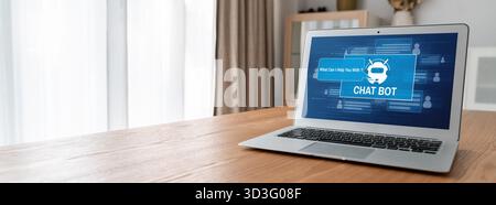 Chatbot software application for modish online business that automatically reply to customer questions Stock Photo