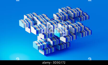 This scene features a dynamic arrangement of abstract folders displayed in three-dimensional space, showcasing modern design and organization. Stock Photo