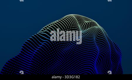 This artwork features a vibrant abstract design with dynamic blue and green waves, capturing a sense of innovation. Stock Photo
