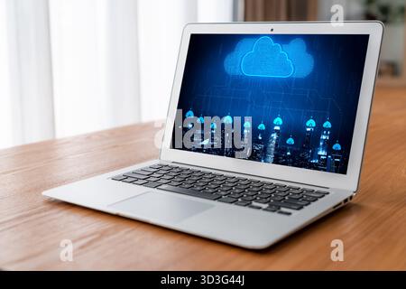 Cloud computing software for modish remote work and personal data storage Stock Photo