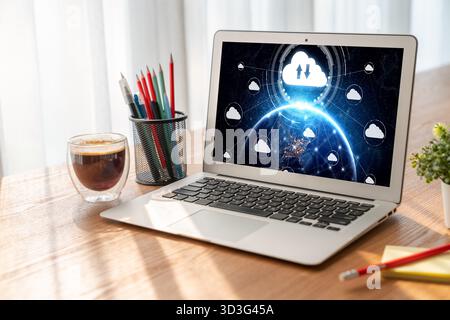 Cloud computing software for modish remote work and personal data storage Stock Photo