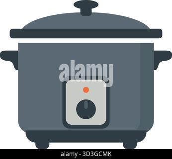 A countertop slow cooker with lid and front control indicator for simmering meals Stock Vector