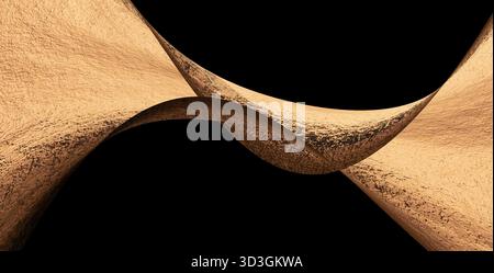 Foil gold background texture. Shiny metallic surface with holographic light effect, crumpled pattern and wavy distortion creating elegant luxury backd Stock Photo