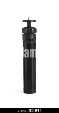 One modern black tripod isolated on white Stock Photo