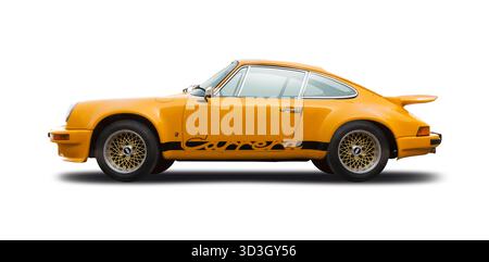 Porsche 911 Carrera classic sport car side view isolated on white background Stock Photo