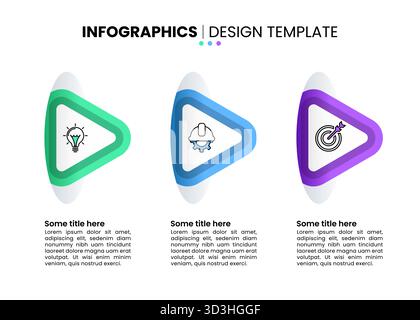 Infographic template with icons and 3 options or steps. Hidden triangles. Can be used for workflow layout, banner, diagram, webdesign. Vector illustra Stock Vector