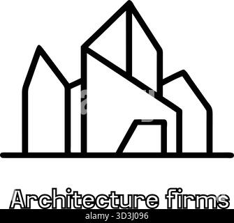 Minimalist architecture firm logo design with geometric building shapes, clean lines, elegant gold and gray colors, modern professional vector art Stock Vector