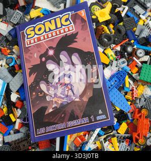 A book laying on Lego bricks Stock Photo