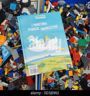 A book laying on Lego bricks Stock Photo