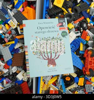 A book laying on Lego bricks Stock Photo