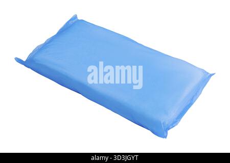 Food, Blue plastic garbage bags isolated on white background Stock Photo
