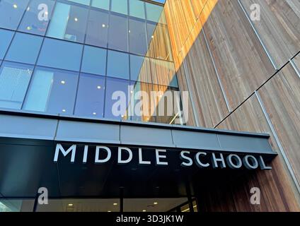Facade of a Middle School building. Stock Photo