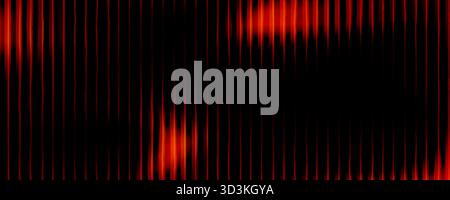 Abstract black background with glowing vertical red ribbed lines, creating a fractal glass effect, digital noise, or glitch. Editable vector illustrat Stock Vector