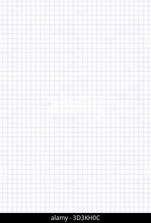 Squared math school notebook textured grid paper pattern. Abstract empty blank vertical background. White color grunge texture. Copy space. Stock Photo