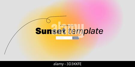 A blur and scribble line with blurred sun with a gradient template for a yellow sunset background and aesthetic summer light design. Stock Vector